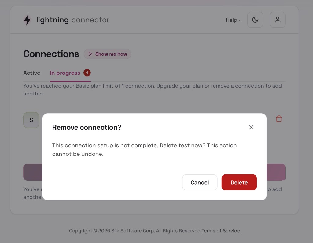 Remove connection confirmation