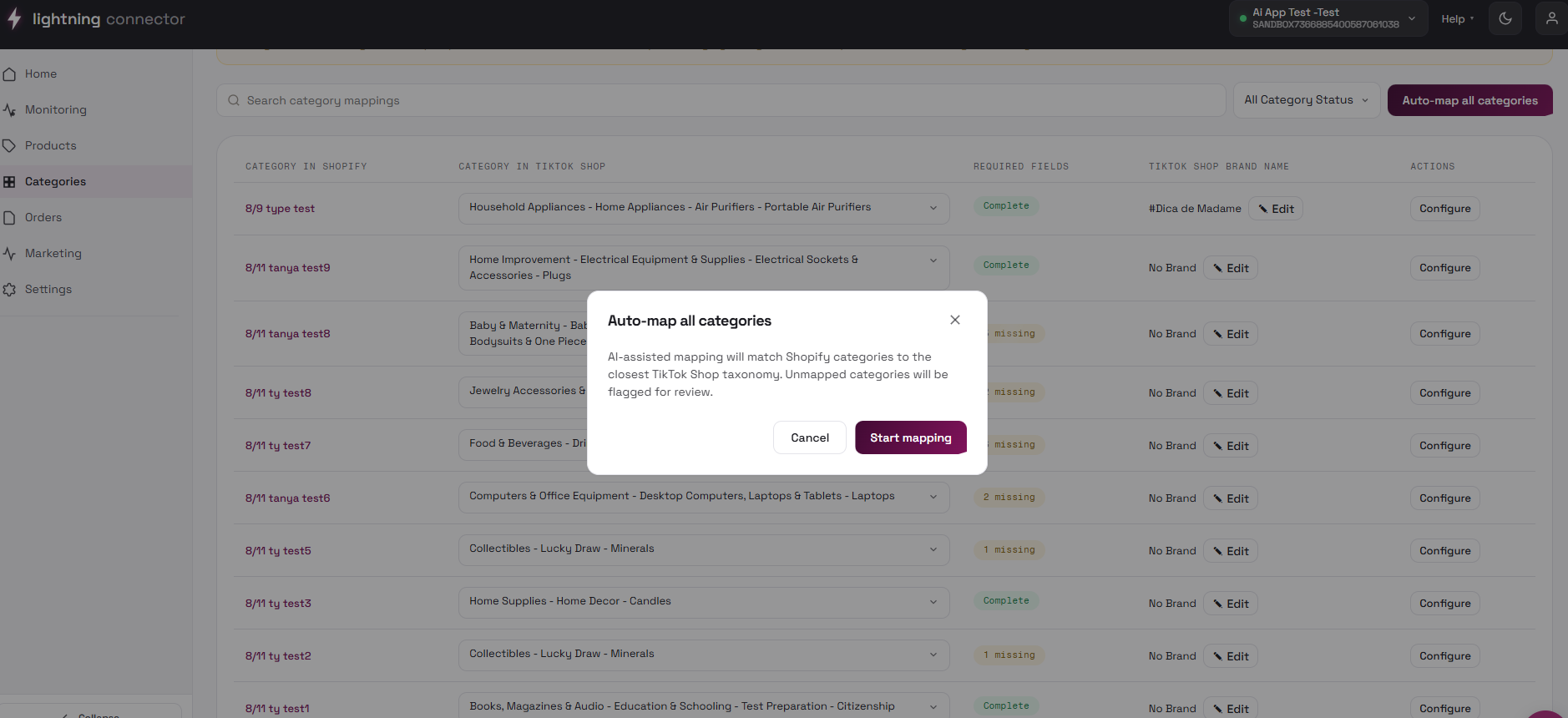 Auto-map all categories