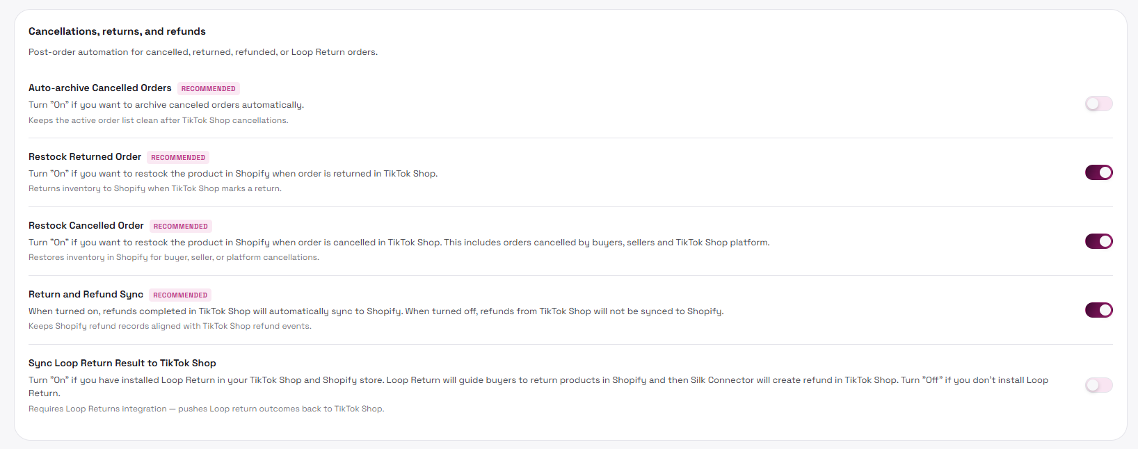 Cancellation, return, and refund settings