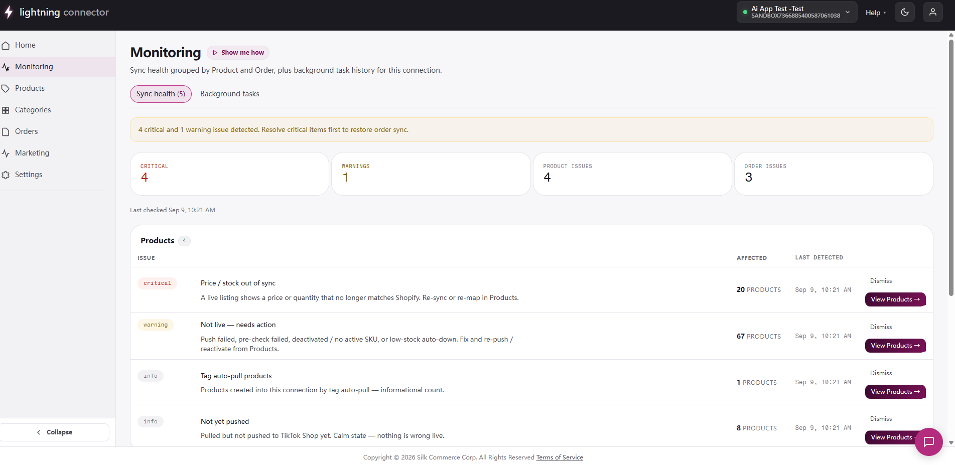 Monitoring sync health