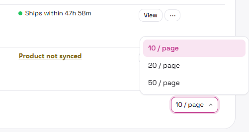 Manage Orders pagination