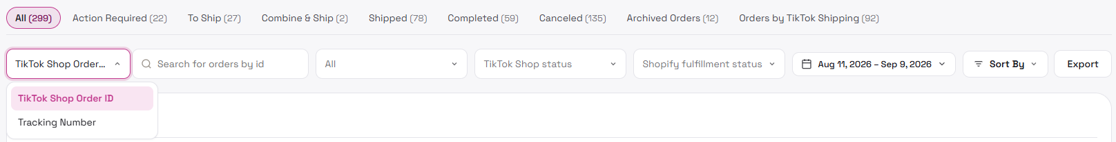 Search Manage Orders