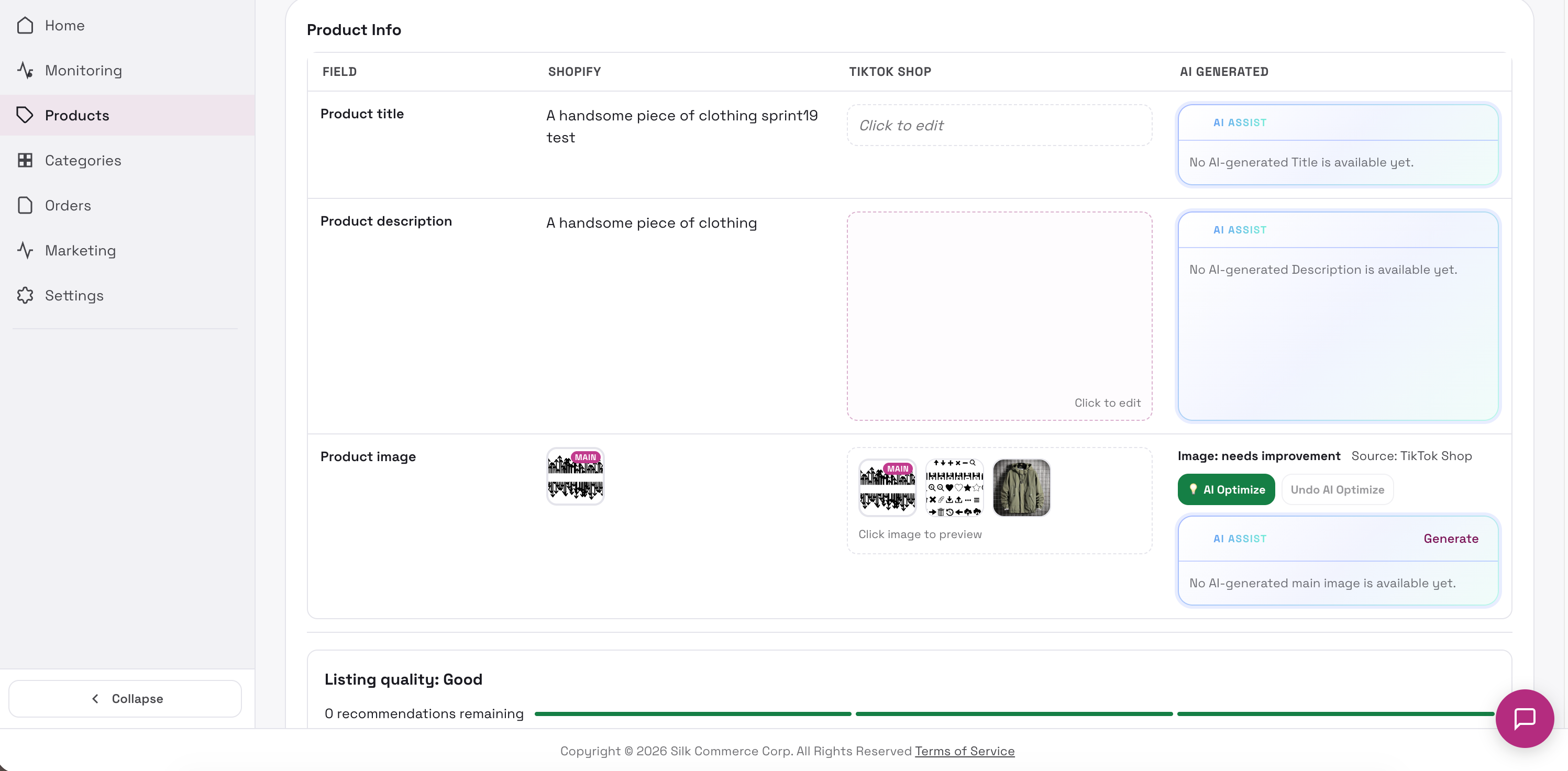 Product editor Basic info tab