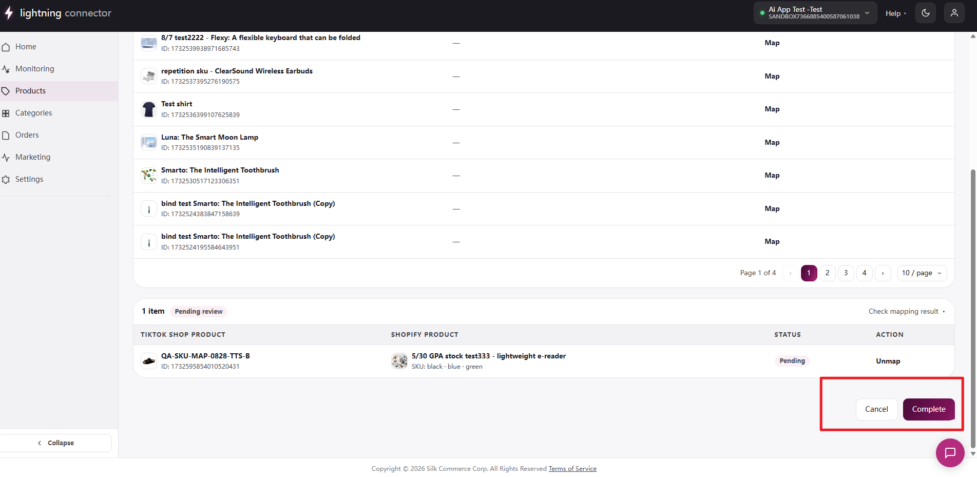 Product mapping complete queue
