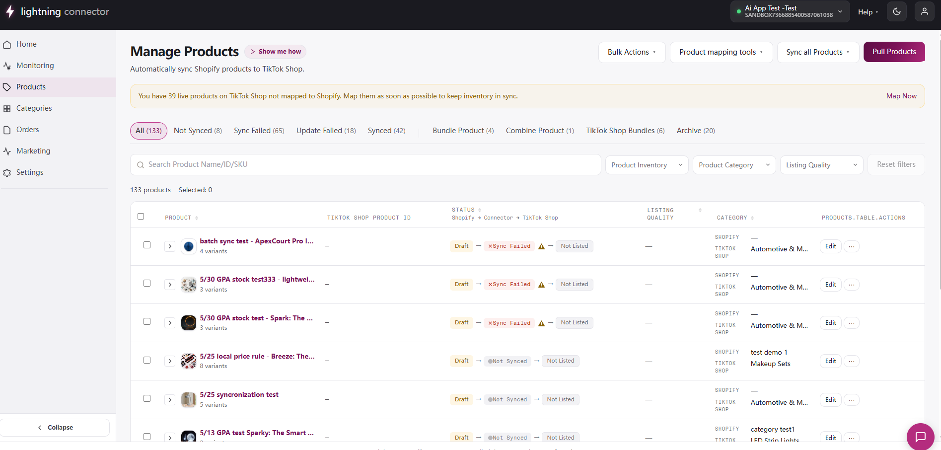 Manage Products overview